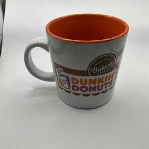 Dunkin Donuts Bakery Series Coffee Mug Orange Interior White Exterior